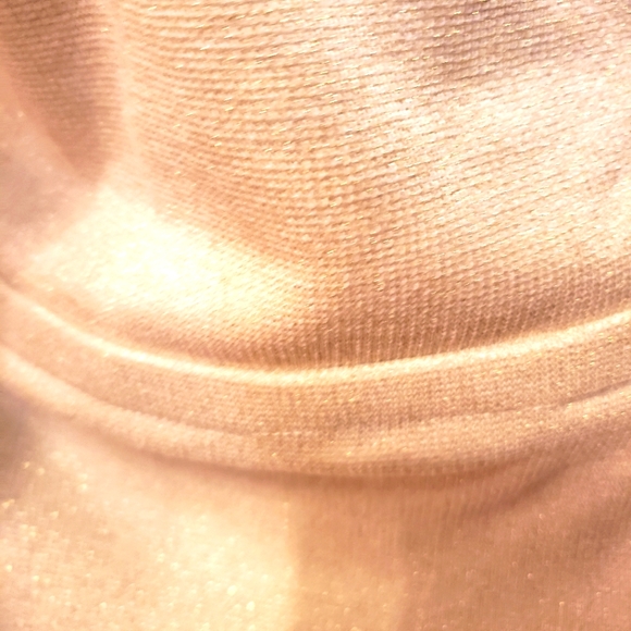 Off the shoulder, cream with gold metallic thread sweater. - Picture 4 of 7